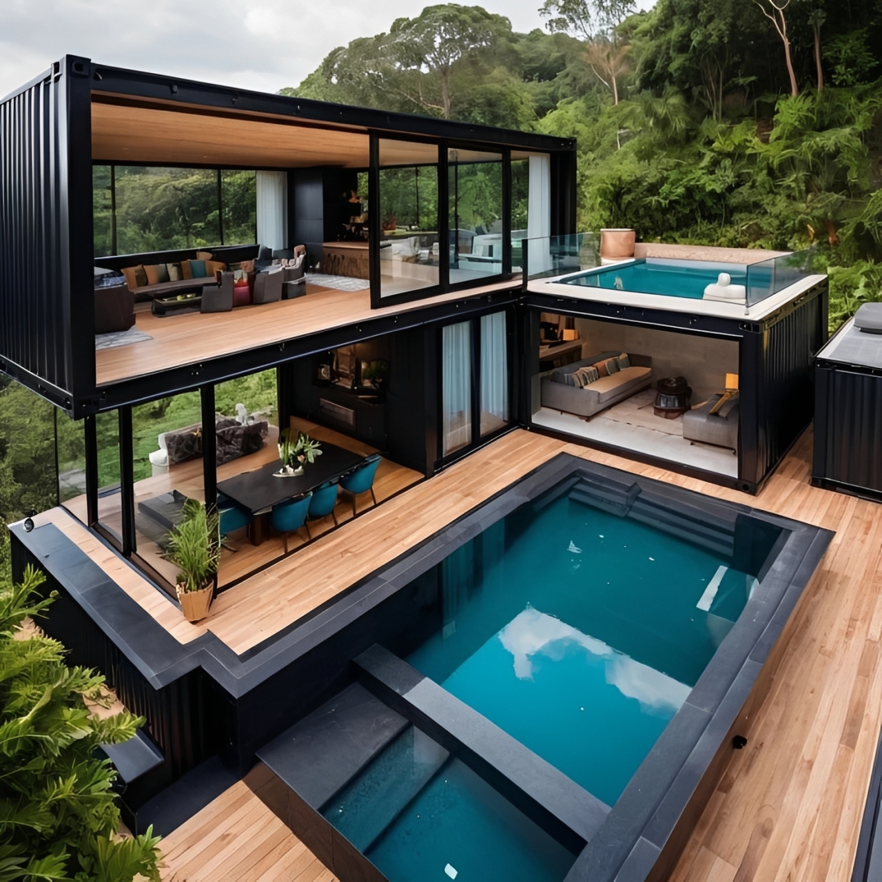 Casa container moderna com piscina